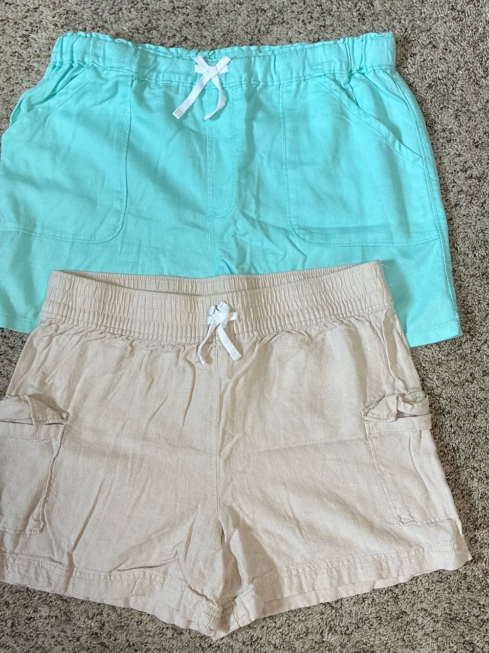 wonder nation Mint & Beige Pull-On Linen-Blend Shorts (2-Pack)